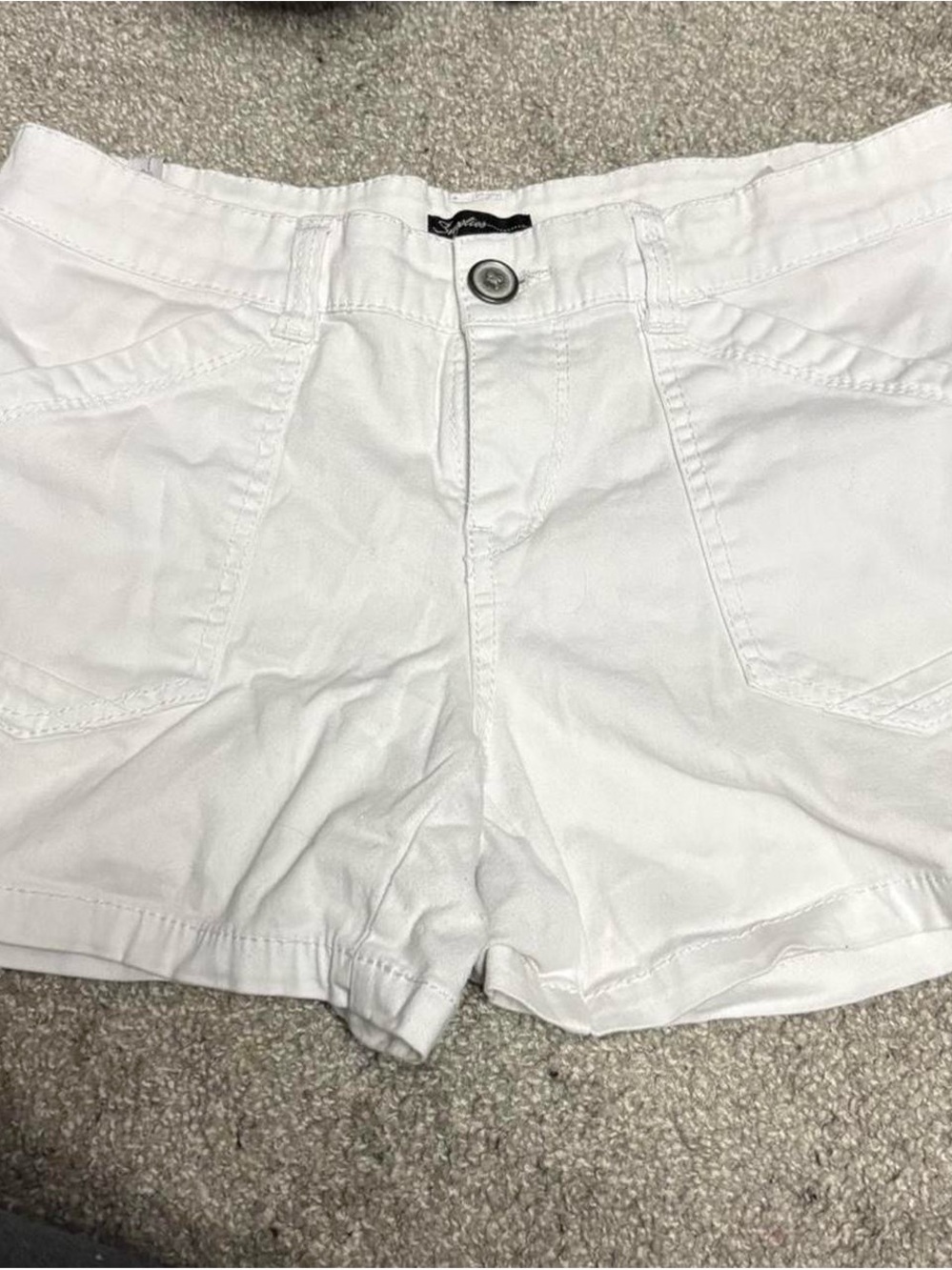 split White Cotton Denim Short Shorts